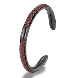 MKENDN Classic Men Stainless Steel Woven Leather Cuff Bracelet Bangles Fashion Minimalist Jewelry Pulseras Lovers' Gift