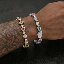 ESKEEM Iced Out Tennis Bracelet Inlaid Multicolored Cubic Zirconia Women Men Tennis Chain Bracelet Hip Hop Jewelry Party Gift