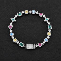 ESKEEM Iced Out Tennis Bracelet Inlaid Multicolored Cubic Zirconia Women Men Tennis Chain Bracelet Hip Hop Jewelry Party Gift