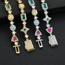 ESKEEM Iced Out Tennis Bracelet Inlaid Multicolored Cubic Zirconia Women Men Tennis Chain Bracelet Hip Hop Jewelry Party Gift