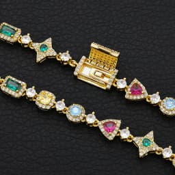 ESKEEM Iced Out Tennis Bracelet Inlaid Multicolored Cubic Zirconia Women Men Tennis Chain Bracelet Hip Hop Jewelry Party Gift