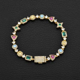 ESKEEM Iced Out Tennis Bracelet Inlaid Multicolored Cubic Zirconia Women Men Tennis Chain Bracelet Hip Hop Jewelry Party Gift