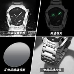 BINBOND Luxury Mens Watches Stainless Steel Strap New Concept Quartz Calendar Business Sports WristWatch Fashion Watches For Men