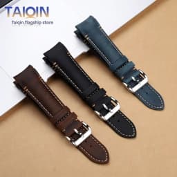 20 22mm Curved End Retro Matte Strap for Rolex Black Green Water Ghost Yacht Omega Seamaster 300 600 AT150 Leather Watch Band