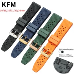 High Quality Honeycomb Tropic FKM Rubber Watch Strap18mm 19mm 20mm 22mm24mm Quick Release Breathable FKM Fluororubber WatchBands