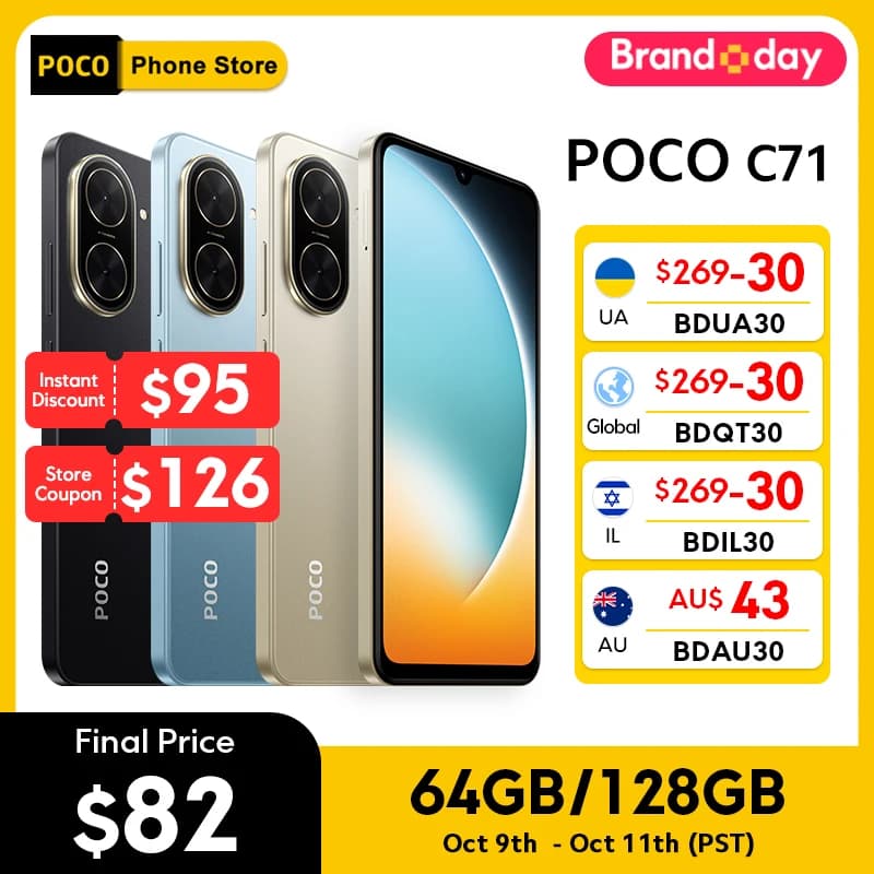 POCO C71 Smartphone Global Version 64GB/128GB UNISOC T7250 120Hz 6.88'' display 32MP AI dual camera 15W fast charging 5200mAh