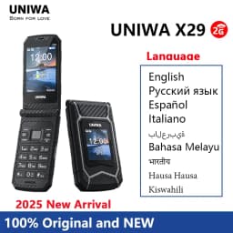 UNIWA X29 GSM Flip Phone 2.8 Inch Double Screen Dual SIM Big Font Big Button For Senior 2000mAh Wireless Radio Russian Keyboard