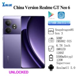 1TB ROM Realme GT Neo 6 sim network Unlocked Snapdragon 8S Gen3 5500mAh 120W Supervooc Rear Camera 50MP IMX882 OIS 6.78Inch