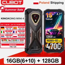 [Ship From Poland] Cubot KingKong Mini 4 Mini Rugged Smartphone 4.7-Inch 90Hz Display 4700mAh 6GB+128GB NFC 48MP Android 15