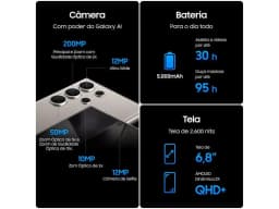 Samsung Galaxy S24 Ultra 6.8\" Galaxy Ai 256Gb Titanium Black 5g 12Gb Ram Mute Quad Camera 200Mp + Selfie 12Mp 5000Mah