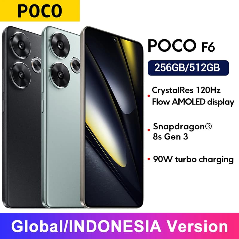 POCO F6 5G Global Version and Indonesian version 90W turbo charging Snapdragon 8s Gen 3 NFC 6.67”120Hz Flow AMOLED DotDisplay