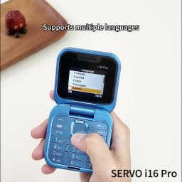 SERVO i16 Pro 2G GSM/4G LTE Network Small Flip Mobile Phone 2 SIM Standby Call Recording Speed Dial 1.77" Mini Folding Cellphone