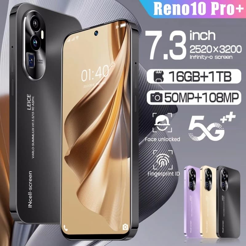 2026 Original Reno 10 Pro Phones Celular Smartphone SIM Phone Unlocking Mobile 5G 7.3 Android 16GB+1T Qualcomm 8 Gen 2 Dual