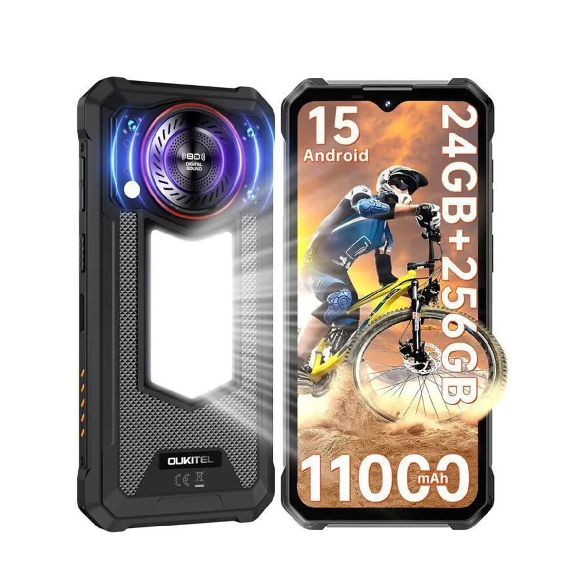 OUKITEL WP53 PRO 6.52" 24GB(8+16) 256GB Rugged Smartphone Android 15 11000mAh 50MP Camping Light loudspeaker NFC Cell Phone