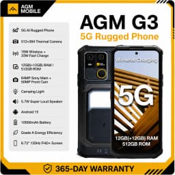 AGM G3 5G Rugged Phone 24GB(12+12) 512GB Wireless Charging 10000mAh Phone 6.72' 120Hz Dimensity 7300 Android15 Camping Light