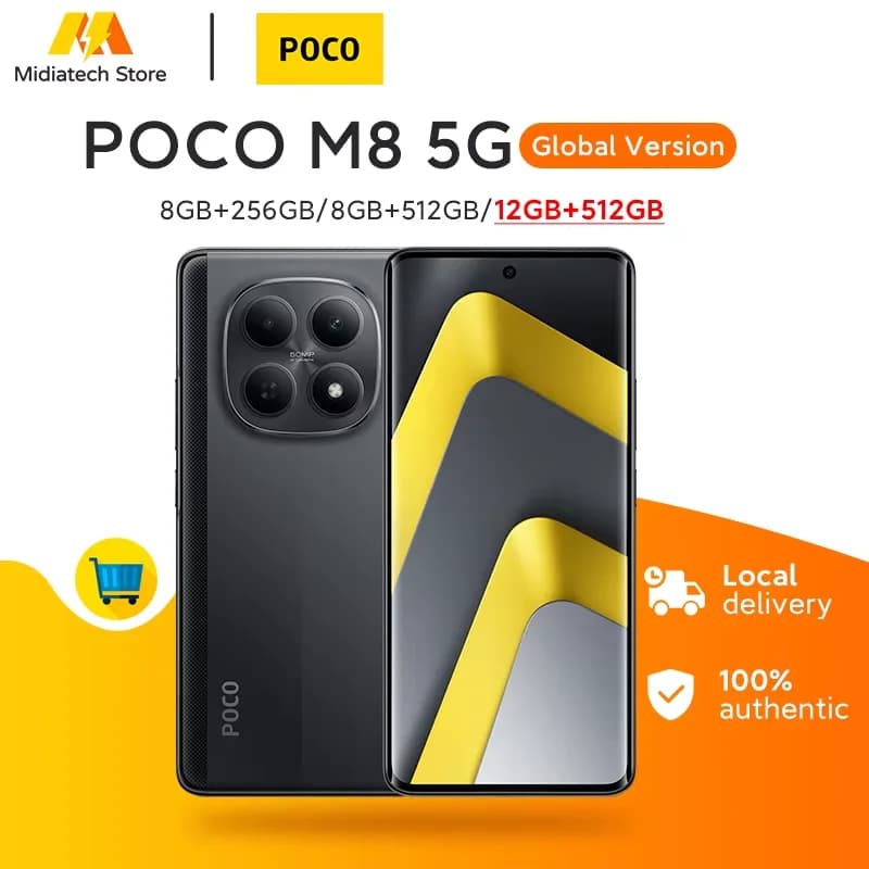 Global Version Poco M8 5g 512Gb 256Gb Smartphone Snapdragon 6 Gen 3 6.77" Amoled Display 50Mp Camera 5520Mah Battery 45W Poco Cellphone