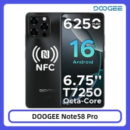 DOOGEE Note58 Pro Smartphone 32GB 256GB 6.75" HD+ 90Hz 6250mAh Large Battery 16MP Camera Fingerprin Android16 NFC Cellphone