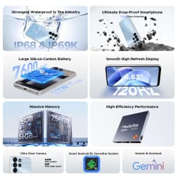 World Premiere DOOGEE B10 Pro Smartphone 64GB+256GB 6.63” FHD 120Hz Display IP68 / IP69K Helio G100 7600mAh Battery Android 16