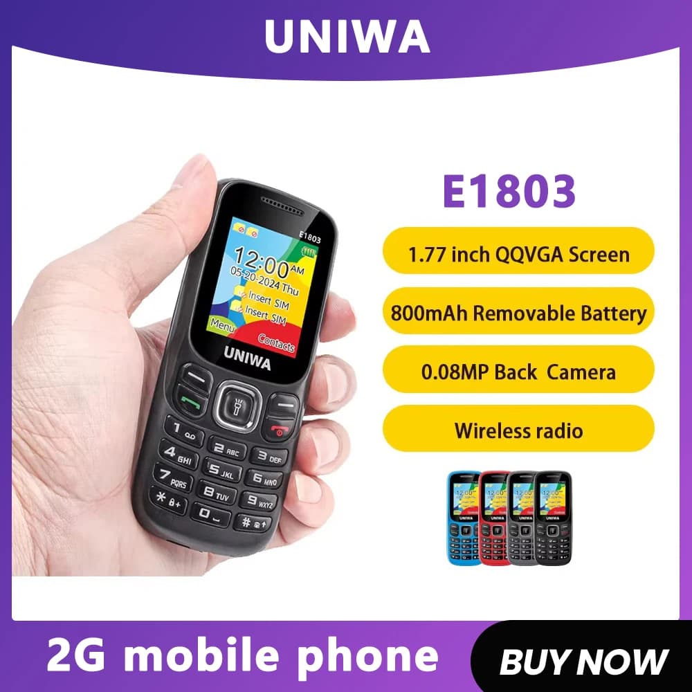 UNIWA E1803 2G Keypad Phone Cellphone 1.77 Inch Push Button 800mAh Telephone for Senior Elder Wireless radio GSM phone