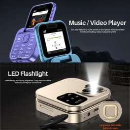 SERVO Mini Flip Mobile Phone 4G/2G Cellular 1.77" Diaplay Speed Dial Flashlight Recorder FM Radio Dual SIM Foldable Cellphones