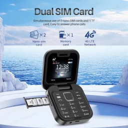 SERVO Mini Flip Mobile Phone 4G/2G Cellular 1.77" Diaplay Speed Dial Flashlight Recorder FM Radio Dual SIM Foldable Cellphones