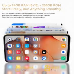 OUKITEL C68 Plus 6000mAh Smartphone, 24(6+18)GB+256GB, 7.2"+1.81" Dual Display 120H Mobile Phone 64MP Main Camera NFC Cellphone