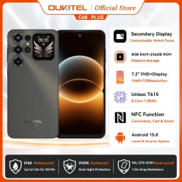 OUKITEL C68 Plus 6000mAh Smartphone, 24(6+18)GB+256GB, 7.2"+1.81" Dual Display 120H Mobile Phone 64MP Main Camera NFC Cellphone