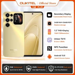 OUKITEL C68 Plus 6000mAh Smartphone, 24(6+18)GB+256GB, 7.2"+1.81" Dual Display 120H Mobile Phone 64MP Main Camera NFC Cellphone