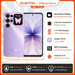 OUKITEL C68 Plus 6000mAh Smartphone, 24(6+18)GB+256GB, 7.2"+1.81" Dual Display 120H Mobile Phone 64MP Main Camera NFC Cellphone