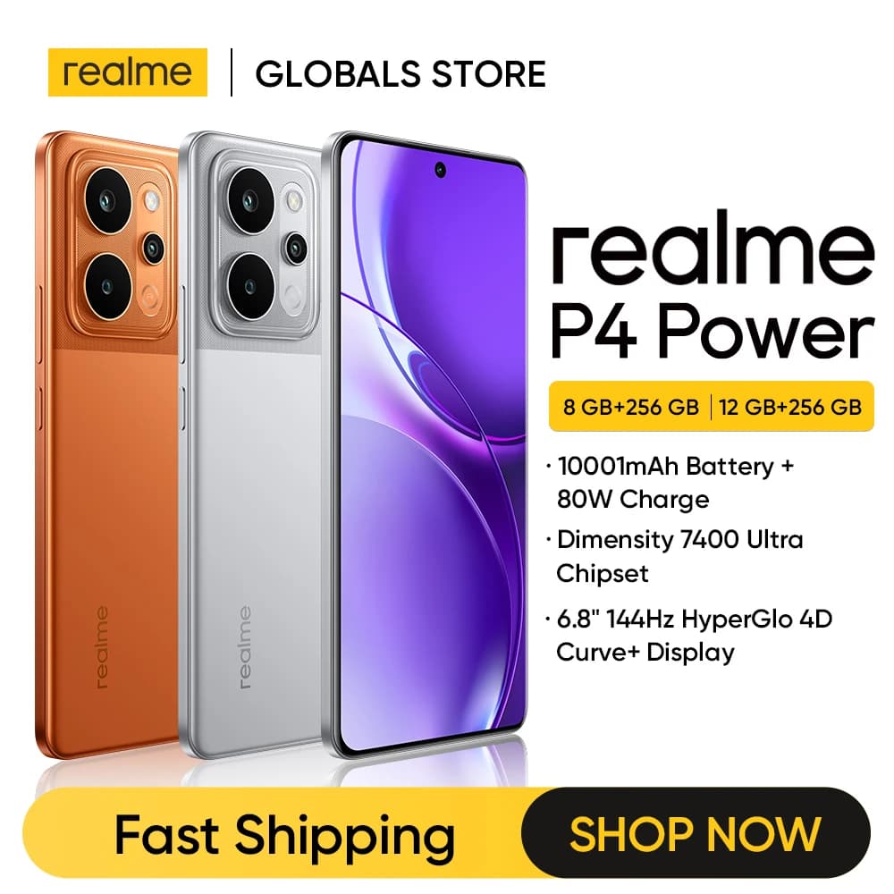 realme P4 Power 5G Smartphone Dimensity 7400 Ultra Chipset 50MP Sony OIS Camera 10001mAh Battery 80W Charge 6.8" 144Hz Display