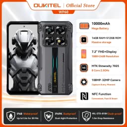 OUKITEL WP60 5G NFC Smartphone 10000mAh 48GB(16+32) +512GB, MTK 7025 Android 15 Rugged Phone, 108MP Camera, 120Hz
