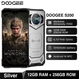 Global Version DOOGEE S200 5G Rugged Phone Android 16 48GB 256GB 6.72" 120Hz Display 100MP Camera 10100mAh Battery AI Assistant