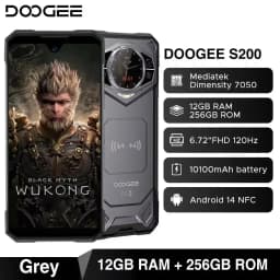 Global Version DOOGEE S200 5G Rugged Phone Android 16 48GB 256GB 6.72" 120Hz Display 100MP Camera 10100mAh Battery AI Assistant