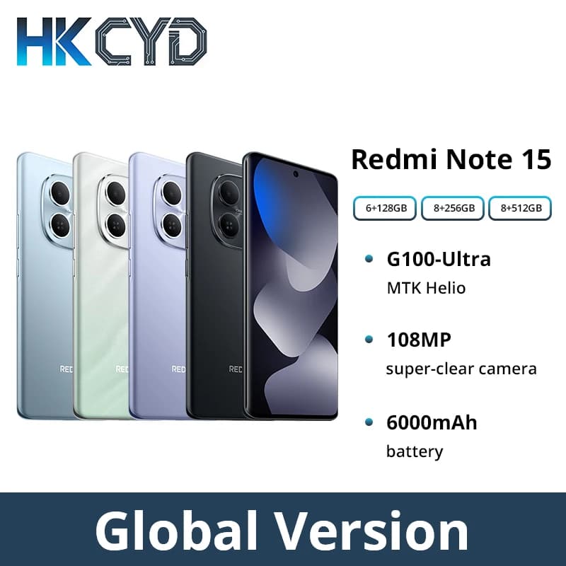 Xiaomi Redmi Note 15 Global Version Smartphone MTK Helio G100-Ultra 6.77" AMOLED display 108MP camera 6000mAh Smartphone