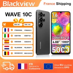 Blackview Wave 10C Smartphone, 6.88" HD+ IPS Display, 4GB RAM+32GB ROM/4GB RAM+128GB ROM, 9.1mm Thin Body 205g Lightweight, 32MP Camera Support 1080P FHD Video, 5000mAh Battery, Doke AI 2.0, Free Protective Case