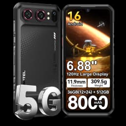 OUKITEL WP68 Air 5G Rugged Smartphone, Dimensity 7025, 36GB(12+24) RAM 512GB ROM, 8000mAh Silicon‑Carbon Battery 45W Fast Charging,6.88" 120Hz Display,64MP Camera,NFC,IP68 IP69K MIL‑STD‑810H,Android 16,Ultra‑Slim 11.9mm 309.5g Cyber‑Futuristic Design
