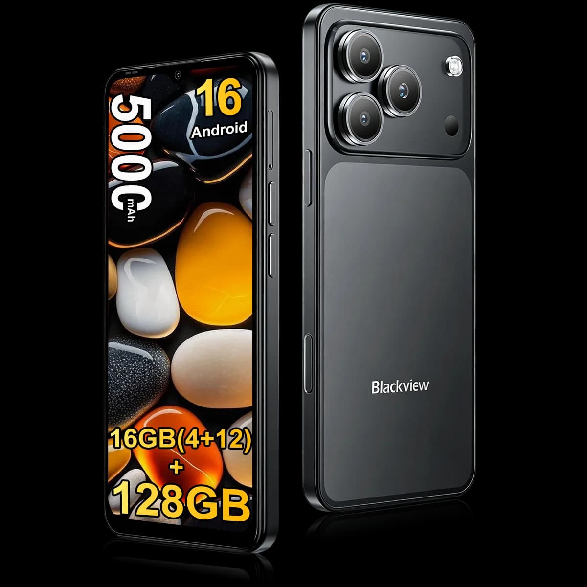 Blackview WAVE 7C Smartphone, 16GB(4+12 Expand RAM)+64GB/128GB ROM, 6.56" HD+ Display, 5000mAh Large Battery, Android 16, Doke AI 2.0, 1080P Video Recording, Free TPU Protective Case