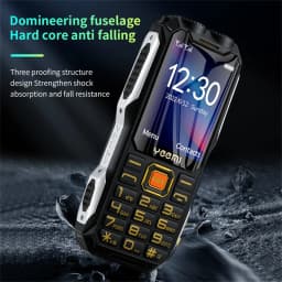 YEEMI Q8 GSM 2G Rugged Phone Big Battery Dual Flashlight 2.6 Inches HD Screen Dual SIM Mobile Phone Large Button Cellphone SOS