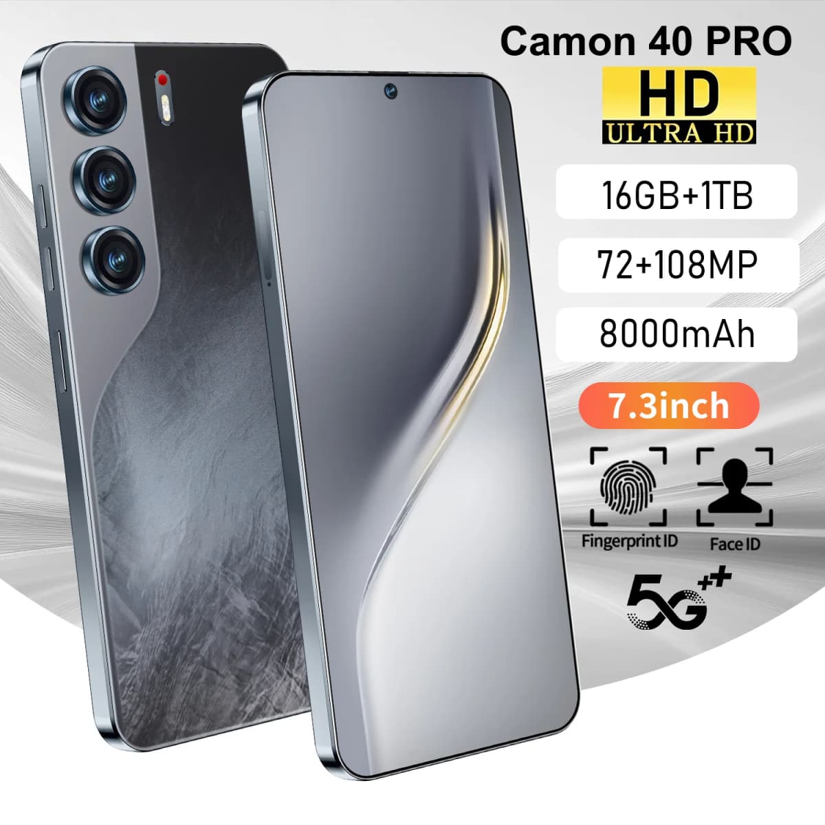JCTKJ Camon 40 pro Smartphone Global Edition Dual SIM Facial Recognition Android 15 7800mAh Battery
