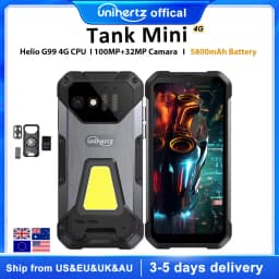 Unihertz 8849 Tank Mini Rugged Smartphone 4.3 Inch Display Android 13 5800mAh 24GB 256GB Helio G99 Octa Core 100MP Cameras IP68