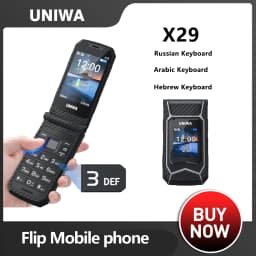 UNIWA X29 Flip Mobile Phone Big Push-Button Clamshell Cellphone Senior Dual Sim Support MP3 MP4 2.1BT Russian Keyboard Phone