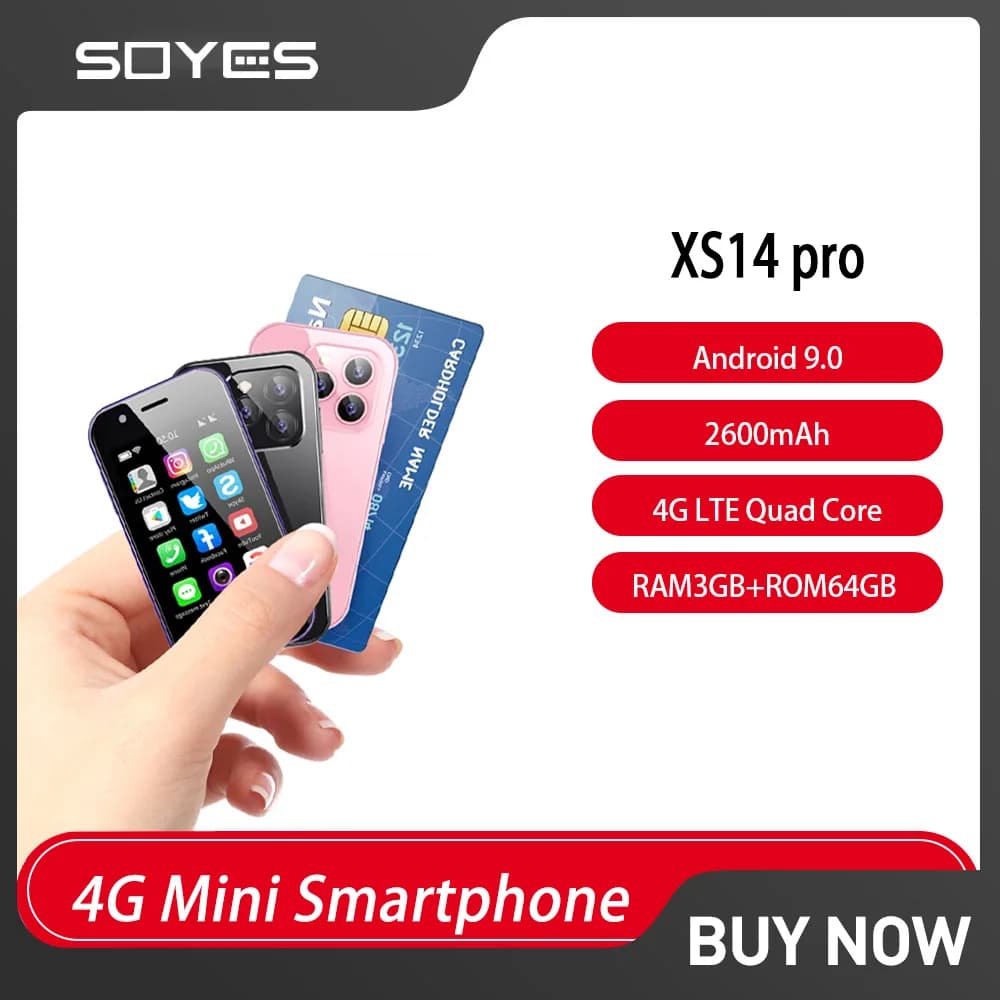 SOYES XS14 Pro 4G Mini Smartphone Android 9.0 3GB+64GB 2600mAh Face Recoginition 3.0 Inch Small Cell Phone WhatsApp Google Phone