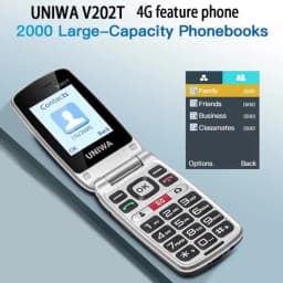 UNIWA V202T 4G Feature Flip Phone Fashion Dual Screen Big Push-Button  Flip Mobile Phone for Elderly 1450mAh SOS Function Phone