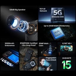 World Premiere Fossibot [F110-Pro] 5G Android 15 Rugged Smartphone 20GB(8+12) 128GB 10000mAh 6.745" HD+ 50MP 128dB Speaker NFC