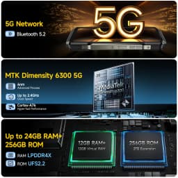 Ulefone Armor 27T Pro+ 5G Rugged Phone 10600mAh Android 15 Smartphone 50MP+64MP Night Camera 6.78" 120Hz 24GB+256GB NFC Mobile
