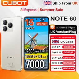 [Ship From UK]Cubot Note 60 Android 15 Smartphone 7.2'' 120Hz Display 16GB(6+10GB )RAM 128GB ROM 48MP Camera 7000mAh Cellphones