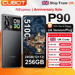 [Ship From UK] Cubot P90 Android 15 Smartphone 24GB(12+12) RAM 256GB ROM 6.88" 120Hz 64MP+16MP 5100mAh NFC Cellphones