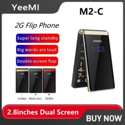 YEEMI M2-C 2024 New 2G for Elderly Mobile Phone Flip Phone 2.8inches Dual Screen Big Letters MP3/MP4 Player Original Cellphone