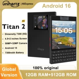 Unihertz Titan 2 Smartphone Android 15 with Physical Keyboard 5G Dual Screen Phone 512GB Dimensity 7300 50MP Camera Dual SIM