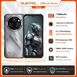 Oukitel WP62 5G Rugged Smartphone Android 15, 6.6" FHD+ 108MP Camera 48GB(16+32) +512GB Mobile Phone, 11000mAh 33W Cellphone